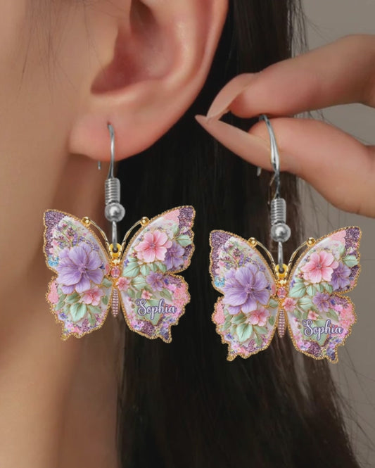 Love Butterfly - Personalized Butterfly Earrings