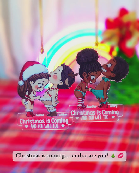 Funny Couple Christmas Gift - Personalized Couple Transparent Ornament