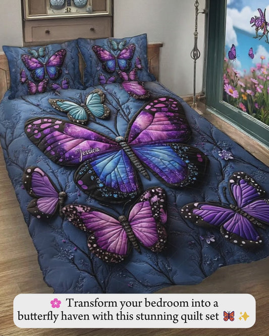 Beautiful Butterflies - Personalized Butterfly Quilt Set