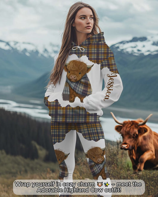 Adorable Highland Cow - Personalized Highland Cow Hoodie and Leggings