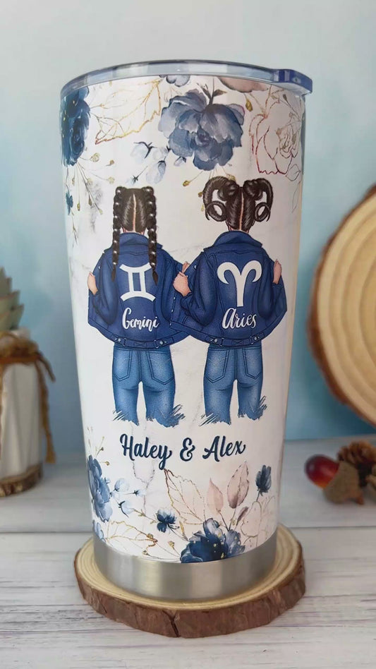 Zodiac Denim Bestie - Horoscope gift for friend - Personalized Tumbler