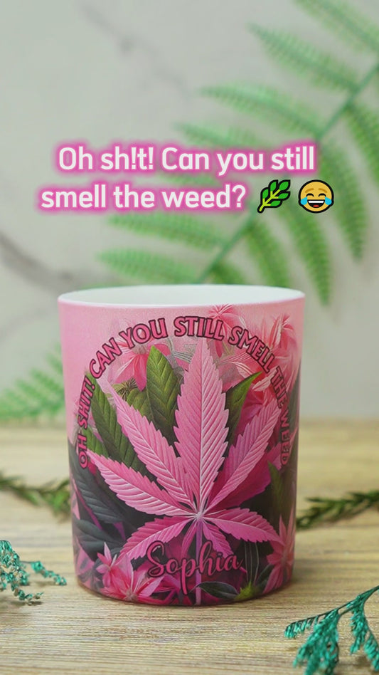 Pink In My Area - Personalized Weed Candle With Wooden Lid