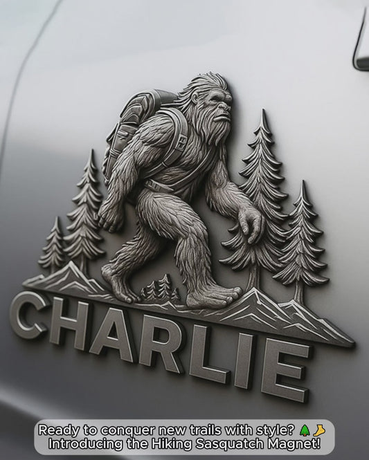 Wandernder Sasquatch – Personalisierter Wandermagnet