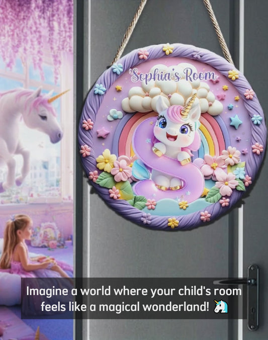 Cute Unicorn Letter - Personalized Kid Custom Shaped Wood Sign