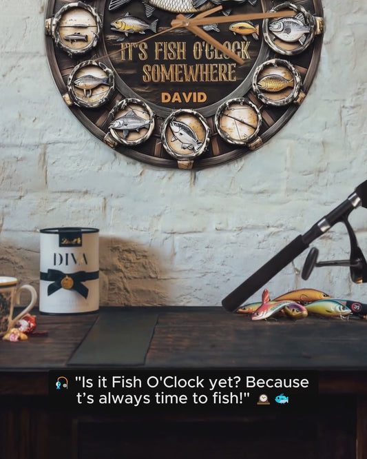 It's Fish Oclock Somewhere - Personalized Fishing Wall Clock