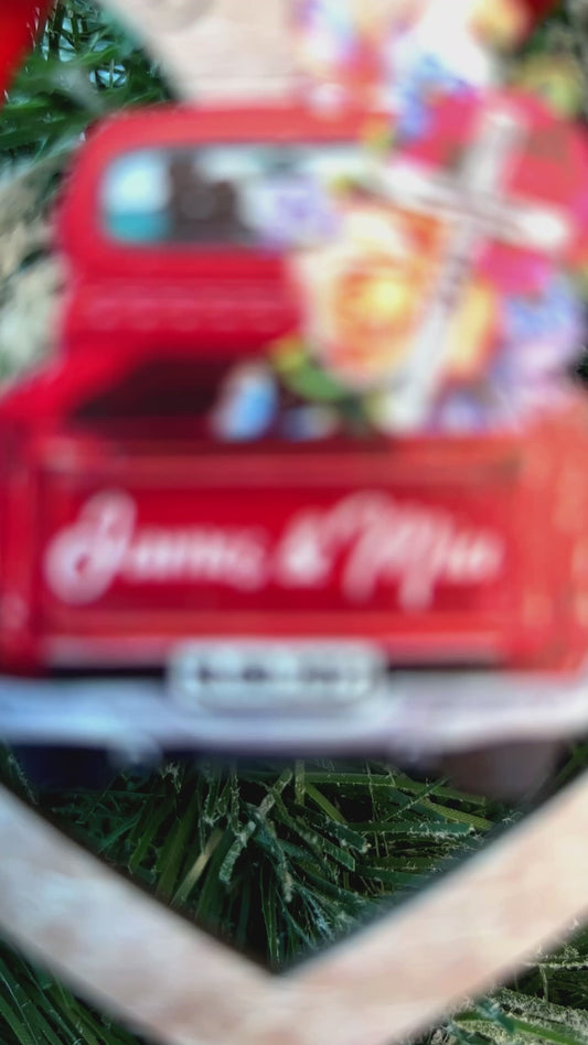 Gott segnete den zerbrochenen Weg – Personalisierter Weihnachtsschmuck für Paare (beidseitig bedruckt)