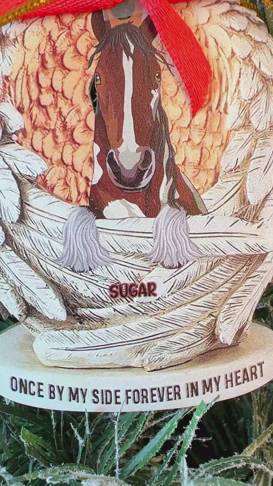 Forever In Our Hearts - Personalized Christmas Horse Ornament (Printed On Both Sides)