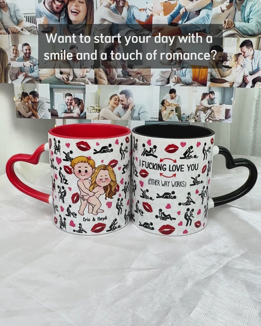 I Love You - Personalized Couple Heart Handle Mug