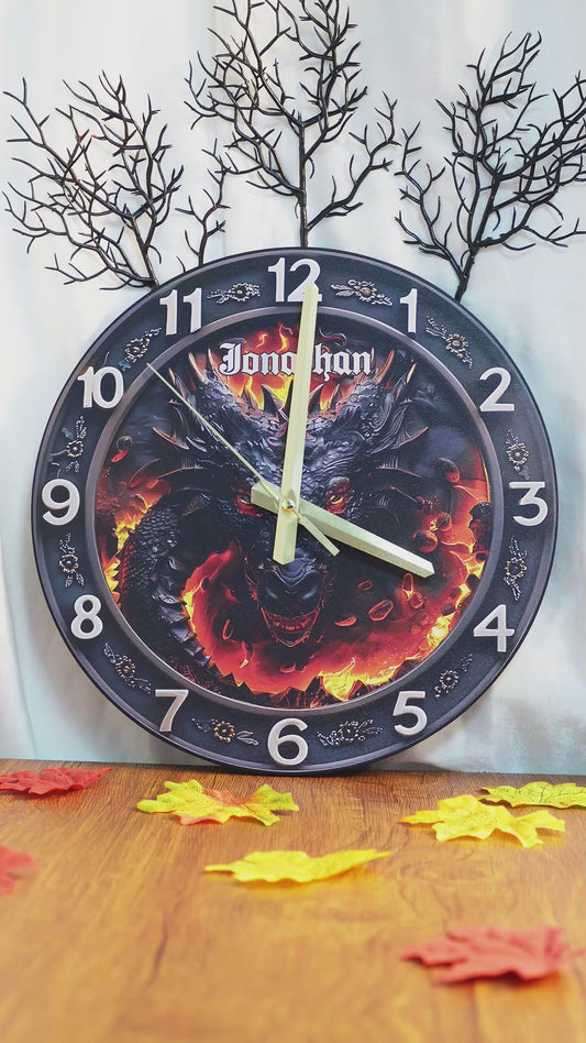 Volcanic Dragon - Personalized Dragon Wall Clock