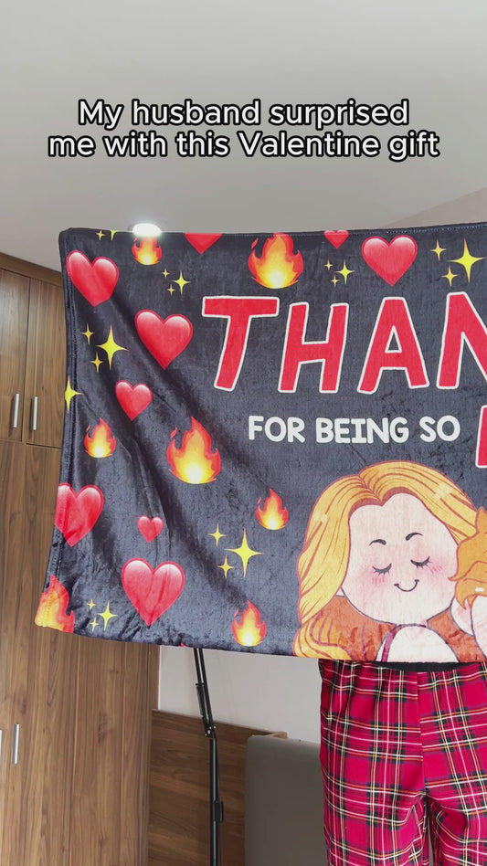 Thanks For Being So HOT - Personalized Couple Blanket
