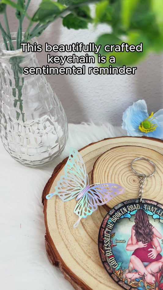 God Blessed The Broken Road That Led Me Straight To You - Personalized Couple Keychain