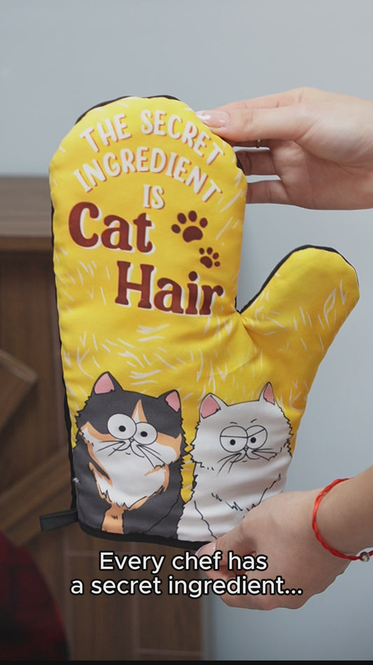 The Secret Ingredient Is Cat Hair - Personalized Cat Oven Mitts & Pot Holder Set