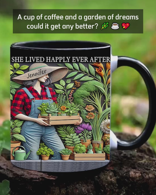 And She Lived Happily Ever After - Personalized Gardening Accent Mug