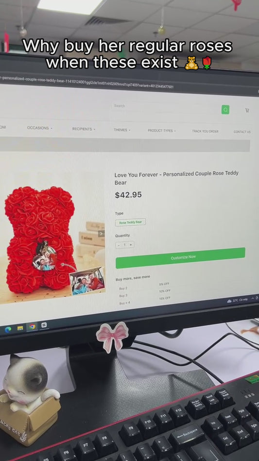 Love You Forever - Personalized Couple Rose Teddy Bear