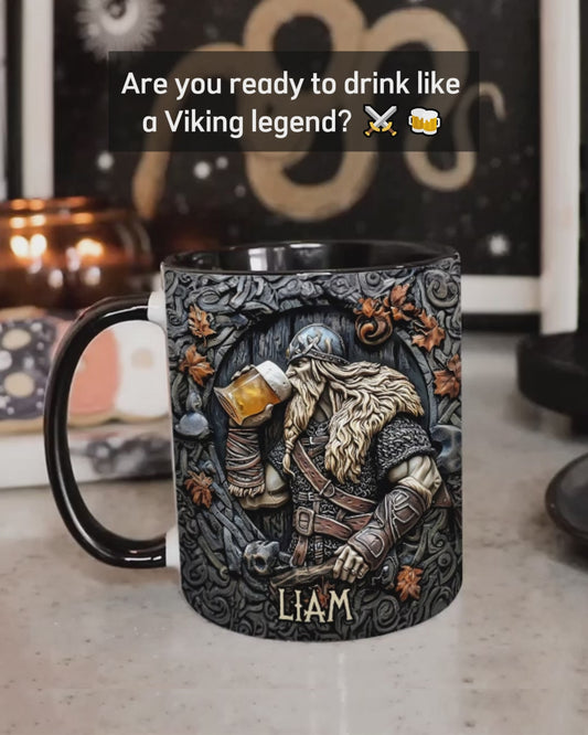 Viking Warrior Drinking Legend Raise Your Horn - Personalized Viking Accent Mug