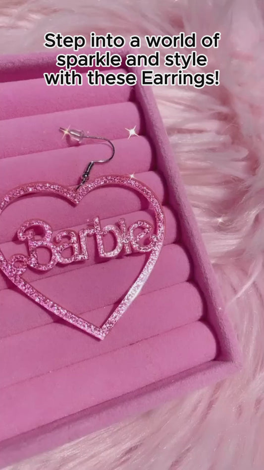 Pink Glitter Custom Name - Personalized Earrings