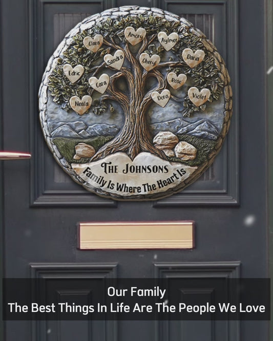 Merry Christmas - Personalized Family Round Metal Sign