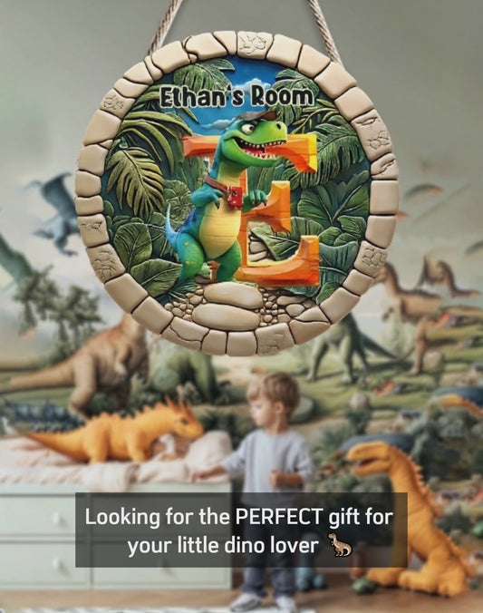 Dinosaur Letter - Personalized Kid Custom Shaped Wood Sign