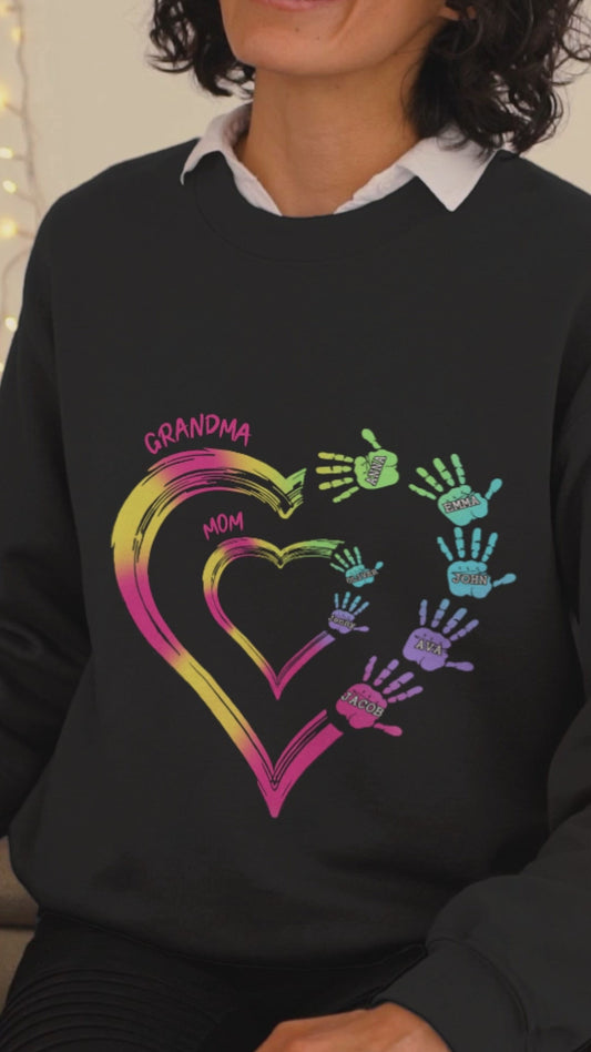 Any Title Of Mother And Grandma Double Heart Colorful - Personalized Grandma T-shirt And Hoodie