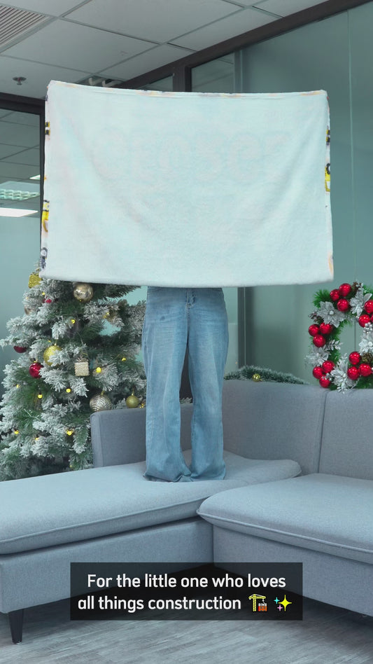 Construction Vehicle Letters - Personalized Kid Blanket