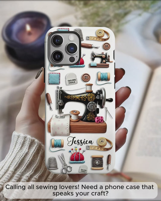 Superbe machine à coudre - Coque de téléphone personnalisée avec impression intégrale sur le thème de la couture