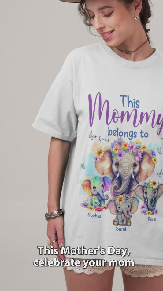 Elephants This Mommy Belongs To - Personalized Mother T-shirt And Hoodie