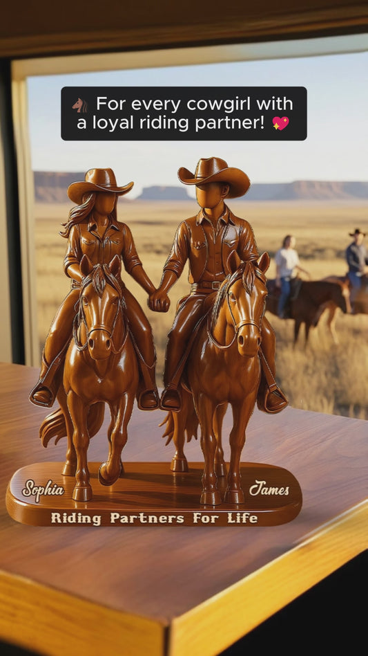 Riding Partners For Life - Personalized Cowgirl Custom Shaped Acrylic Plaque