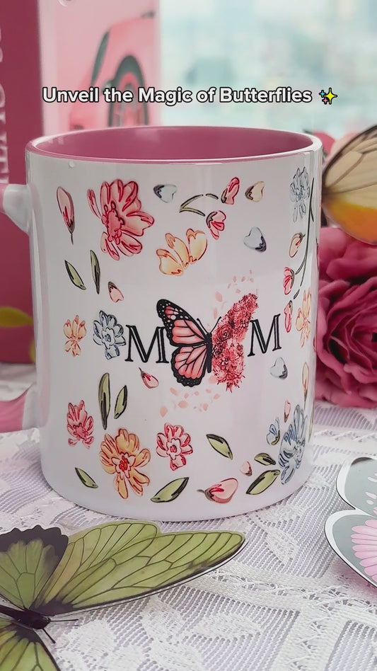 Mother Buttefly Pastel Floral Inflated - Personalized Mother Accent Mug