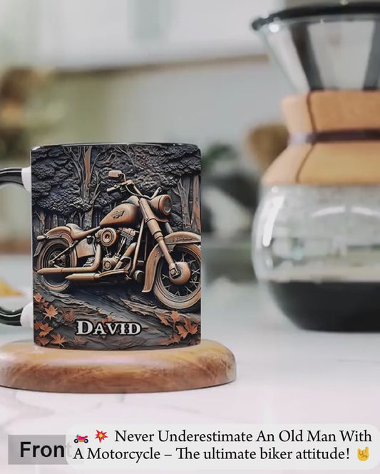 Never Underestimate An Old Man With A Motorcycle - Personalized Biker Accent Mug