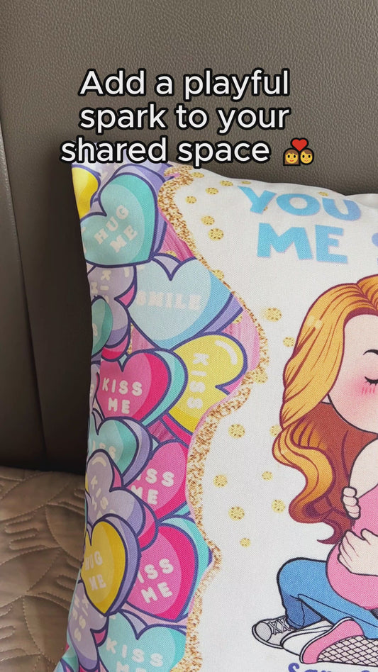 You Make Me Smile And Also Super Horny - Personalized Couple Throw Pillow