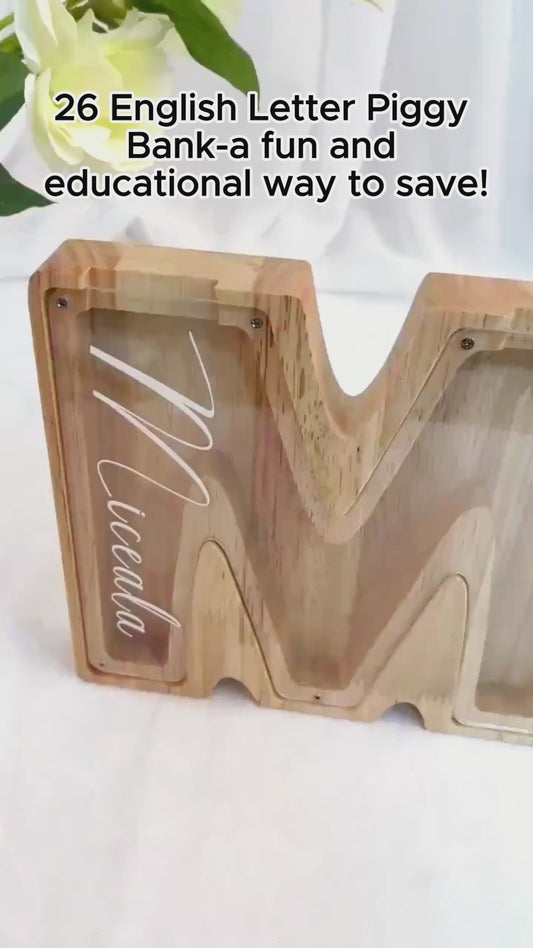 Letter Piggy Bank - Personalized Kid Wooden Piggy Bank