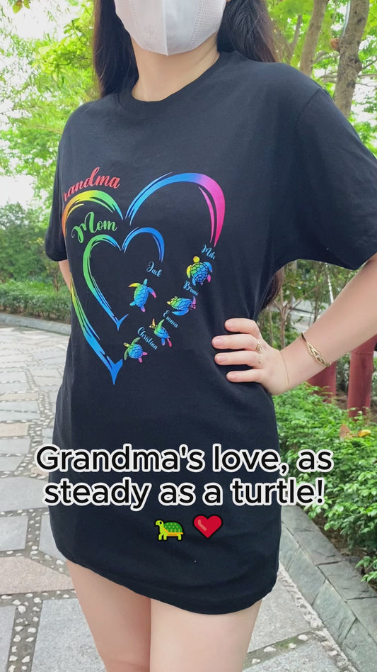 Première maman, maintenant grand-mère, version tortue - T-shirt et sweat à capuche personnalisés pour grand-mère