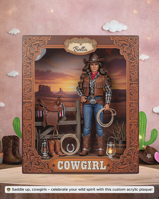 Gift For Cowgirls - Personalized Cowgirl Custom Shaped Acrylic Plaque