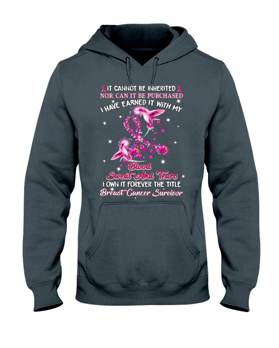 Survivante du cancer du sein : sang, sueur et larmes – T-shirt et sweat à capuche de sensibilisation au cancer du sein 0822