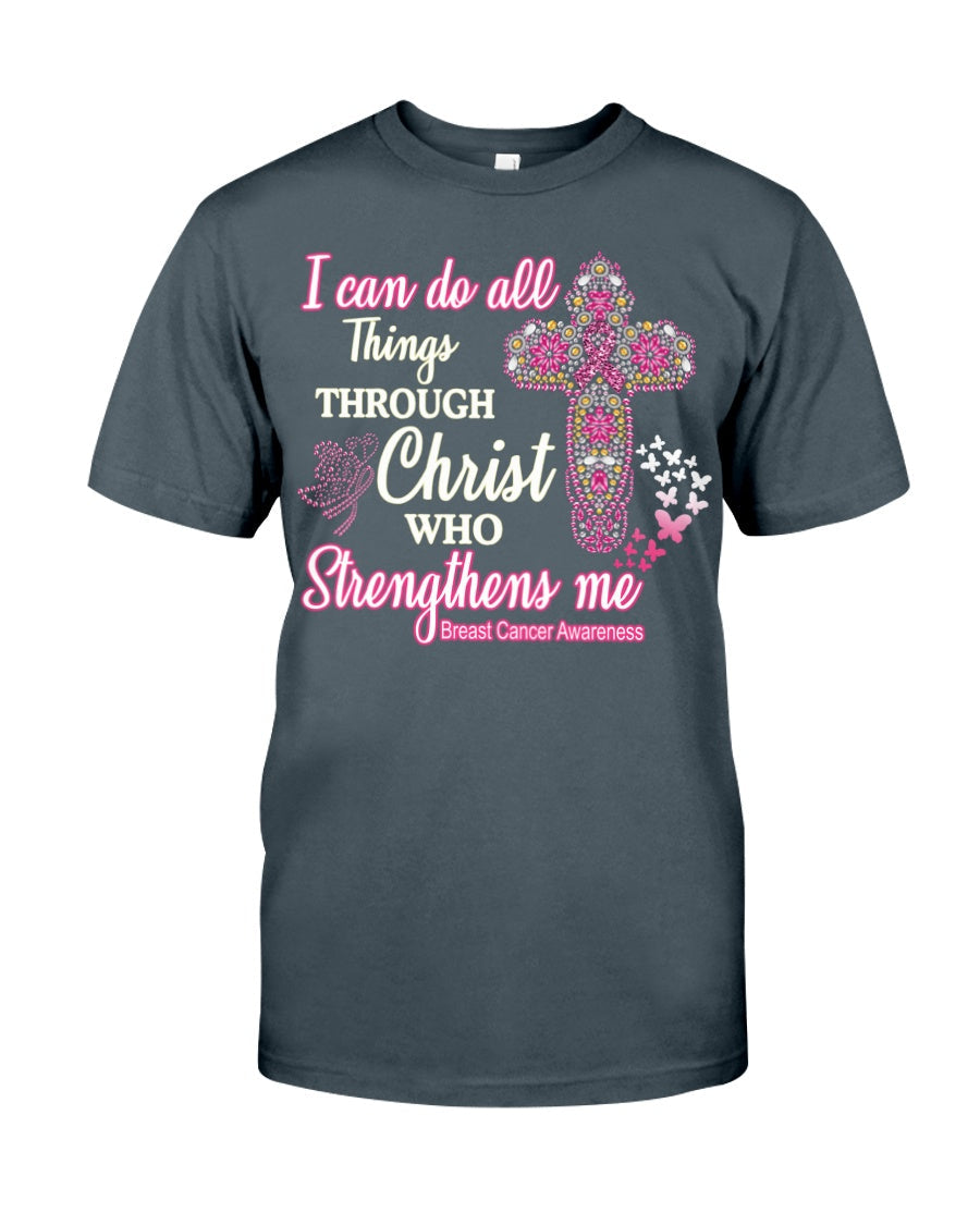 Je peux tout faire grâce au Christ qui me fortifie - T-shirt et sweat-shirt de sensibilisation au cancer du sein 0822