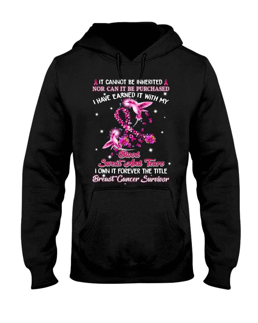 Survivante du cancer du sein : sang, sueur et larmes – T-shirt et sweat à capuche de sensibilisation au cancer du sein 0822