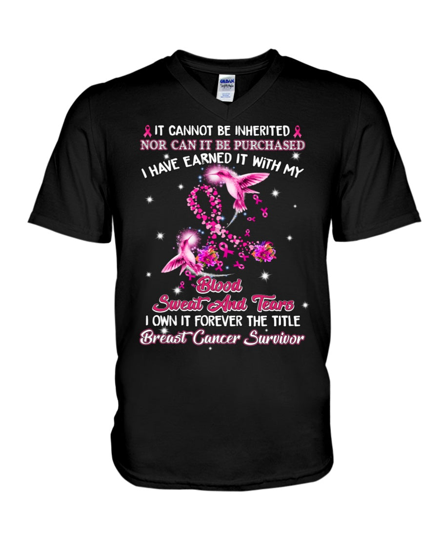 Survivante du cancer du sein : sang, sueur et larmes – T-shirt et sweat à capuche de sensibilisation au cancer du sein 0822
