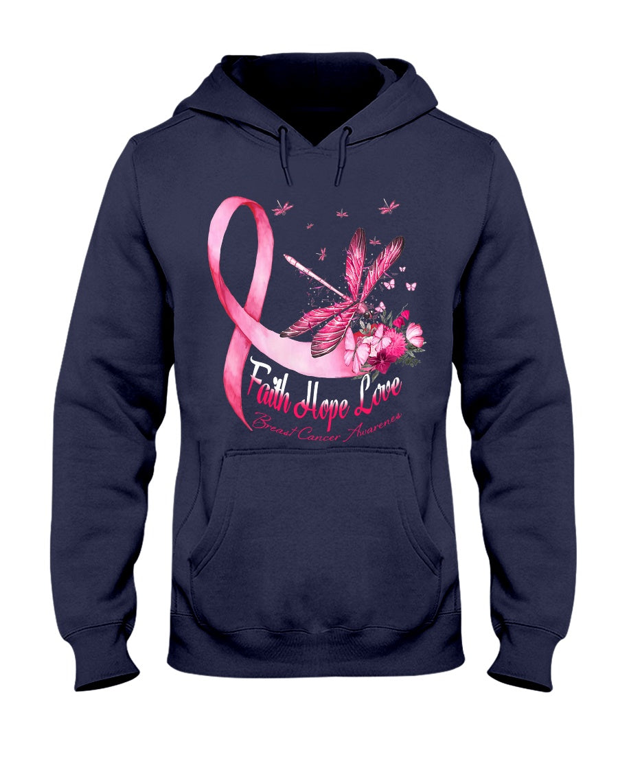 Dragonfly Faith Hope Love - Breast Cancer Awareness T-shirt and Hoodie 0822