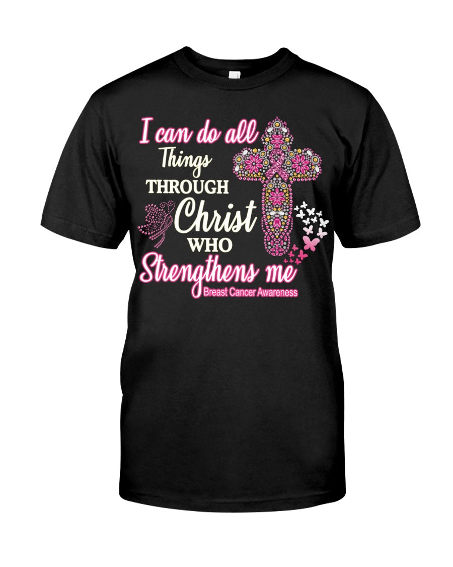Je peux tout faire grâce au Christ qui me fortifie - T-shirt et sweat-shirt de sensibilisation au cancer du sein 0822