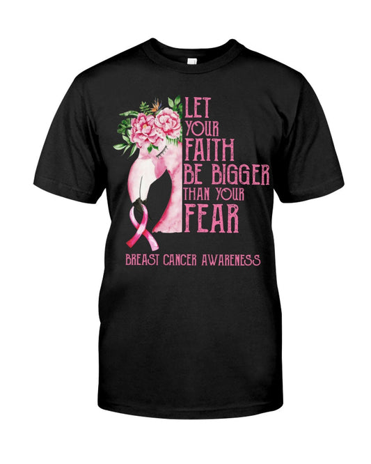 Flamingo Let Your Faith Be Bigger Than Your Fear - Breast Cancer Awareness T-shirt and Hoodie 0822