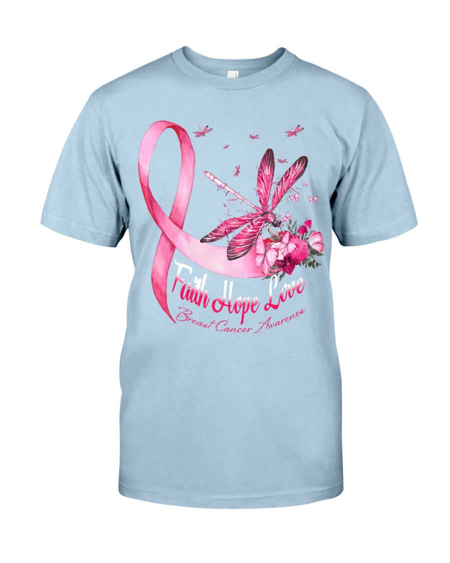 Dragonfly Faith Hope Love - Breast Cancer Awareness T-shirt and Hoodie 0822