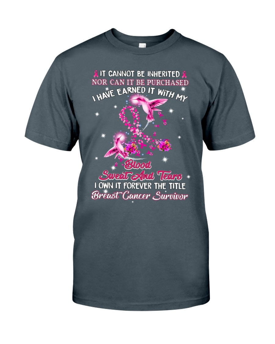 Survivante du cancer du sein : sang, sueur et larmes – T-shirt et sweat à capuche de sensibilisation au cancer du sein 0822