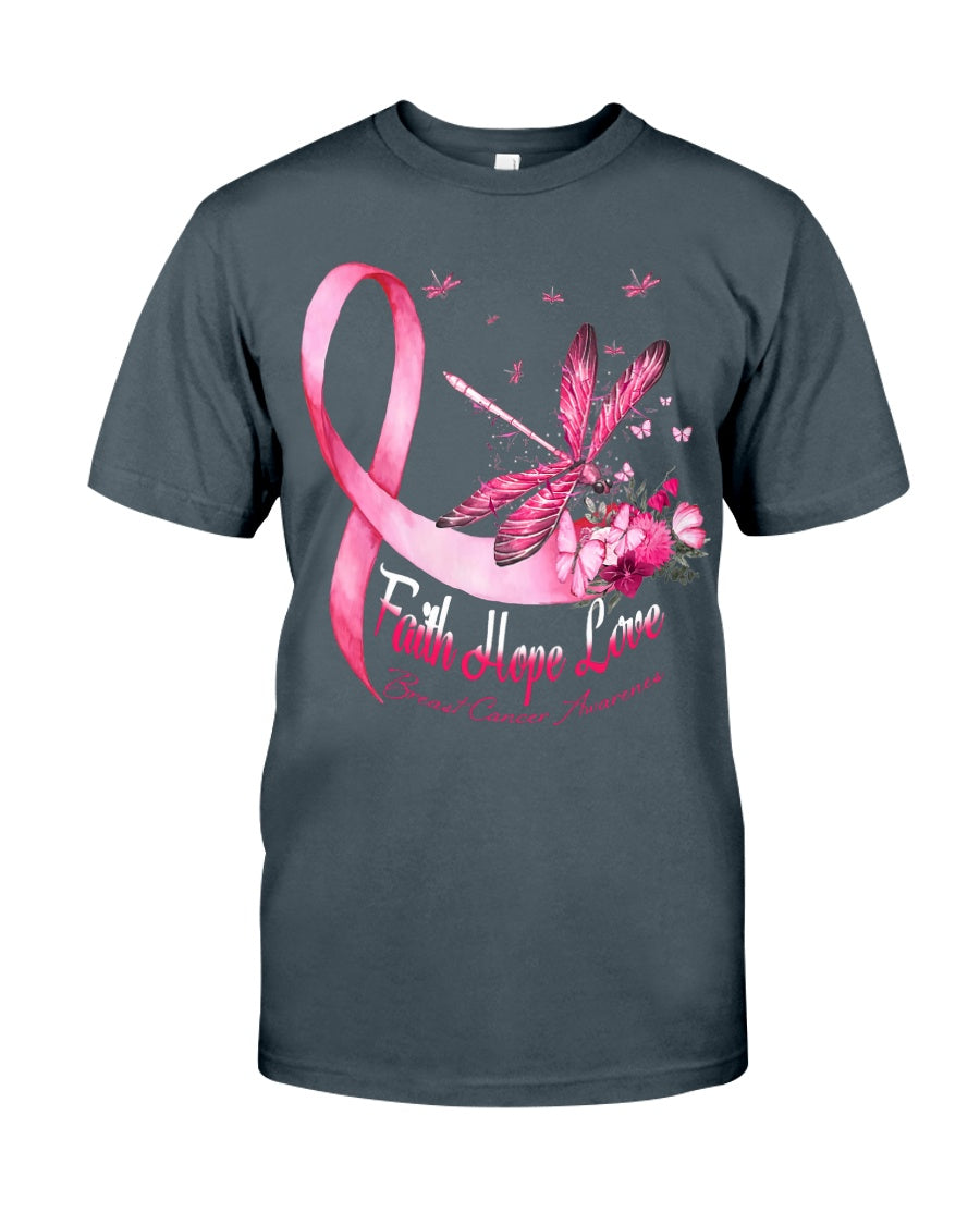 Dragonfly Faith Hope Love - Breast Cancer Awareness T-shirt and Hoodie 0822