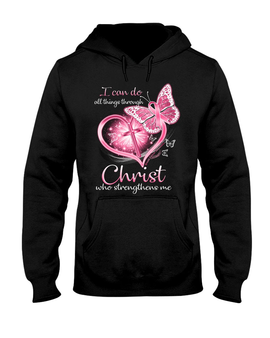 Sensibilisation au cancer du sein : Je peux tout faire grâce au Christ - T-shirt et sweat-shirt de sensibilisation au cancer du sein 0822