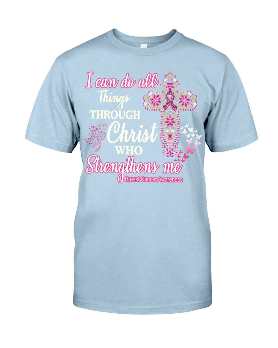 Je peux tout faire grâce au Christ qui me fortifie - T-shirt et sweat-shirt de sensibilisation au cancer du sein 0822