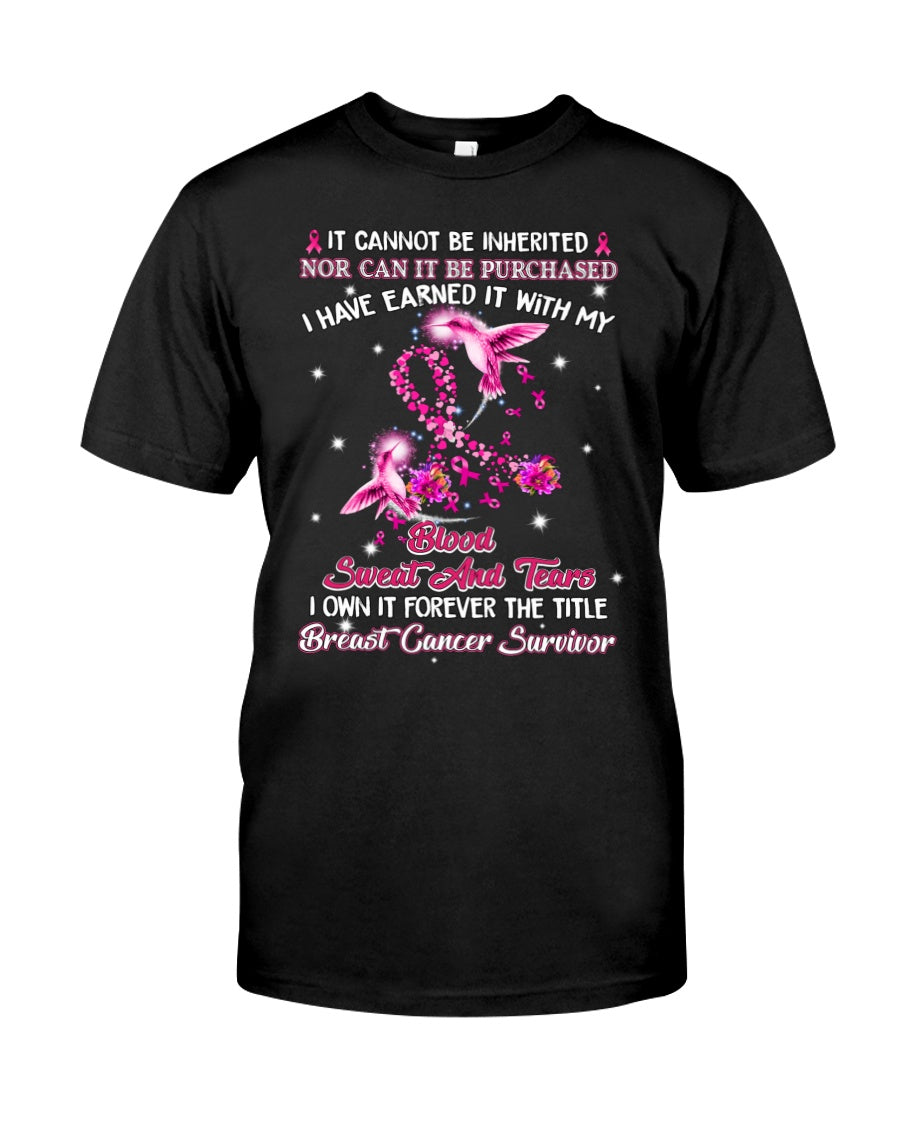 Survivante du cancer du sein : sang, sueur et larmes – T-shirt et sweat à capuche de sensibilisation au cancer du sein 0822