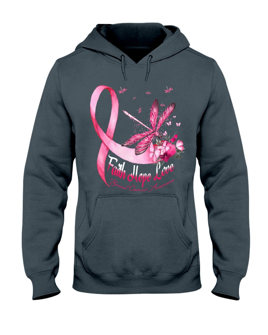 Dragonfly Faith Hope Love - Breast Cancer Awareness T-shirt and Hoodie 0822