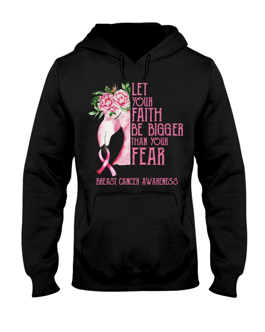 Flamingo Let Your Faith Be Bigger Than Your Fear - Breast Cancer Awareness T-shirt and Hoodie 0822