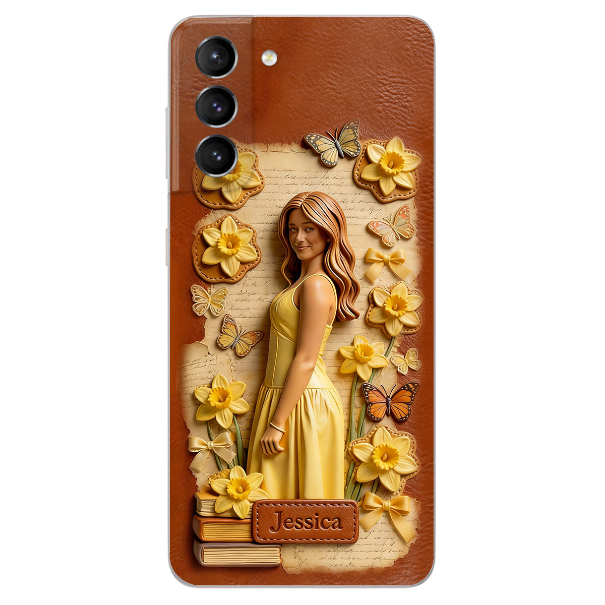 Custom Any Photo Unique Birth Flower - Personalized Self Love Leather Phone Case