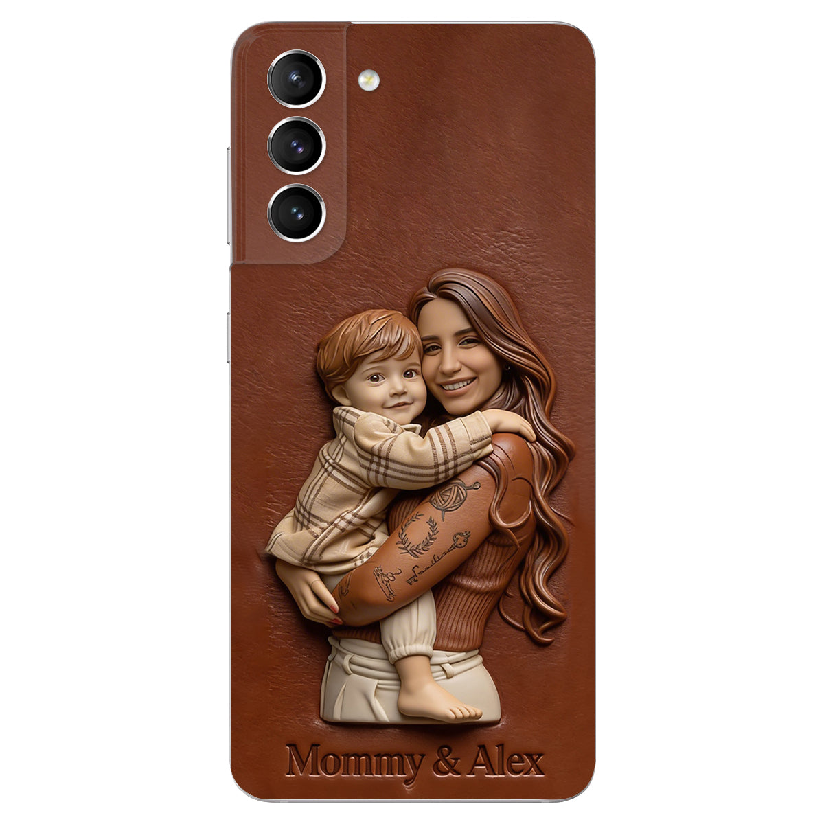 Étui de téléphone en cuir personnalisé avec photo pour maman ou grand-mère